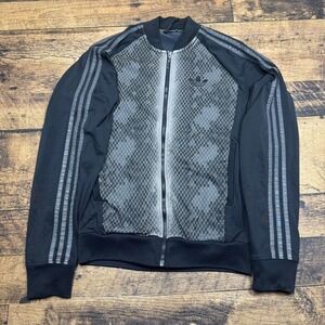 Adidas Track Jacket Full‎ Zip 3 Stripes Snake Print Black Mens medium